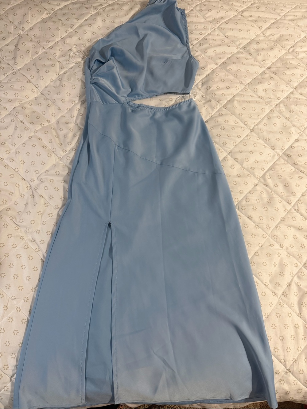 Sky Blue One-Shoulder Cutout Maxi Dress